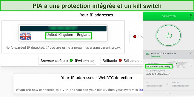 VPN connexions interruptions réparer PIA protection fuites intégrée fonctionne