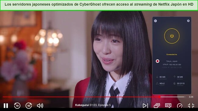 Los servidores japoneses optimizados de CyberGhost ofrecen acceso al streaming de Netflix Japón en HD