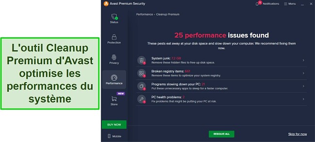 Capture d'écran des résultats de balayage Cleanup Premium dans la revue Avast Antivirus